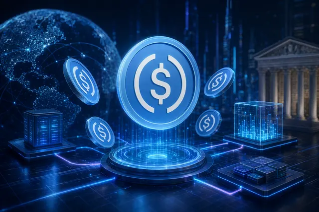 Illustration of USDC stablecoin minting and crypto liquidity flows
