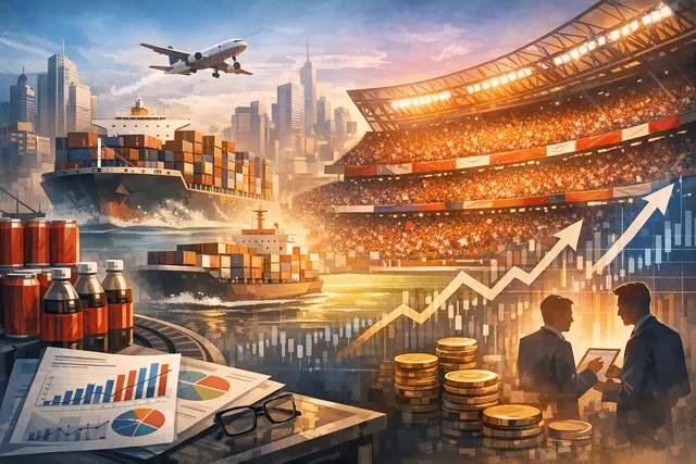 Coca-Cola Q2 2026 earnings report with financial charts and the iconic Coca-Cola logo.