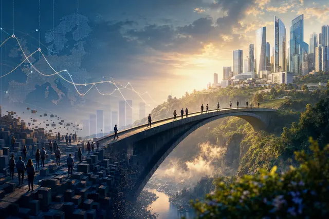 Editorial illustration representing Europe’s fast-growing technology startups and early-stage funding gap