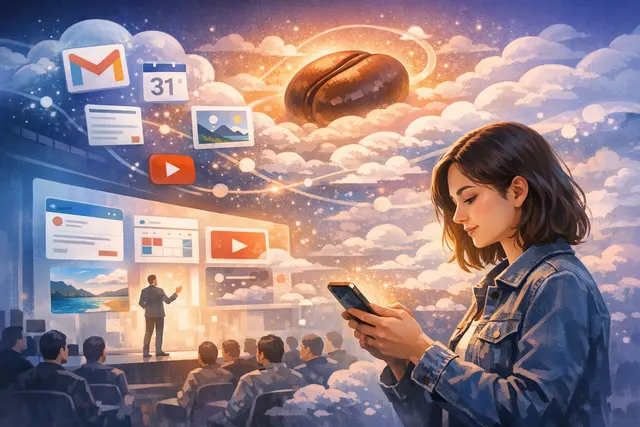 AI-illustrated concept art for Google Dreambeans app showing personalized daily stories interface