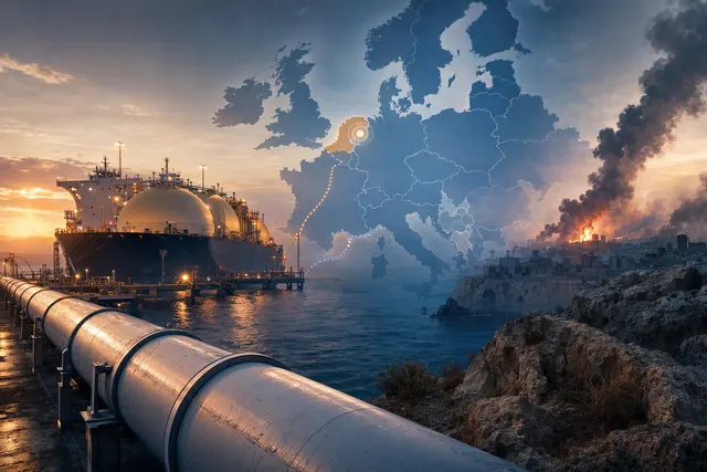 Editorial illustration representing European natural gas prices and winter supply concerns