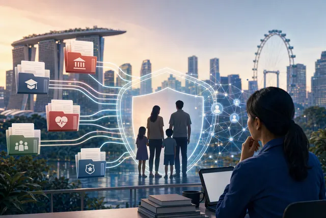 AI-generated editorial illustration for an article about Singapore’s SAFER child-protection unit
