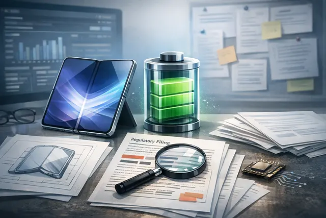 Futuristic render of a foldable iPhone Ultra, highlighting its slim profile and large battery.