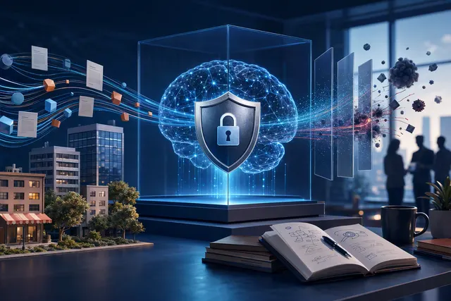 Illustration representing AI data security controls for generative AI prompts and file uploads