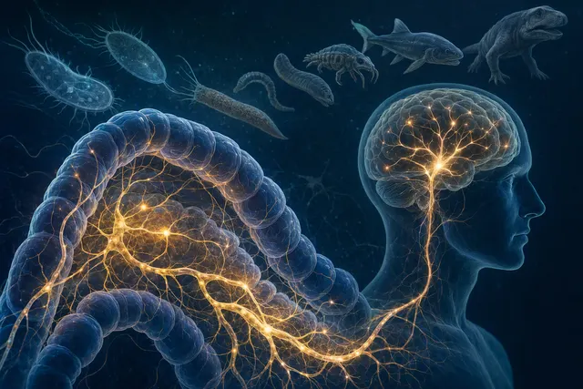 Conceptual illustration of the proposed gut-first view of nervous-system evolution.