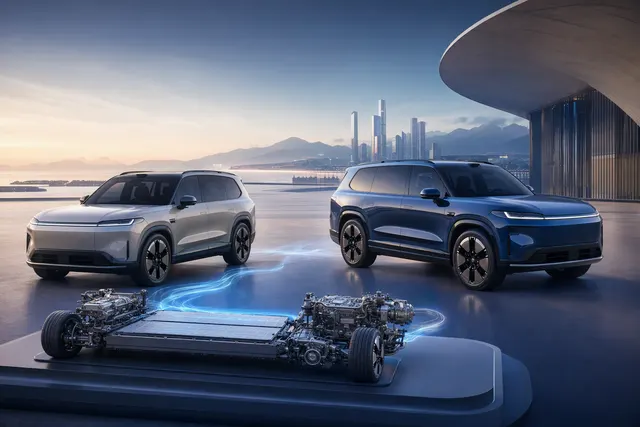 Editorial illustration of Xiaomi’s Kunlun extended-range SUV launch