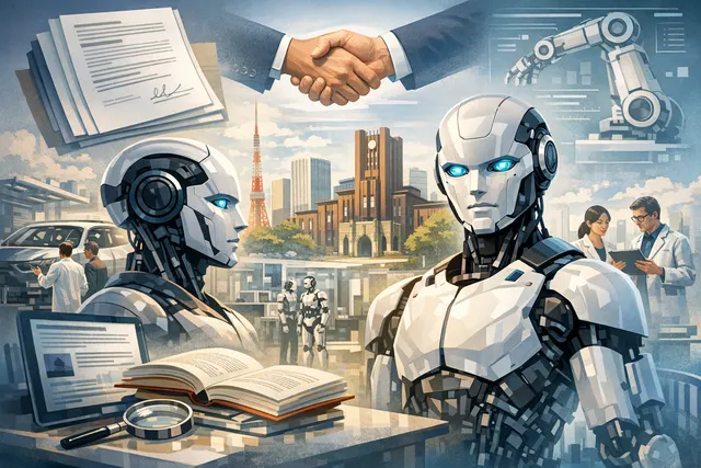 Conceptual image of a humanoid robot on a factory floor representing Mitsubishi Motors' partnership with Highlanders for humanoid robot mass production