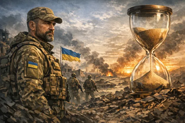 Ukrainian military personnel in a tactical briefing setting, referencing Brigadier General Andriy Biletsky's assessment of a turning point in the war.