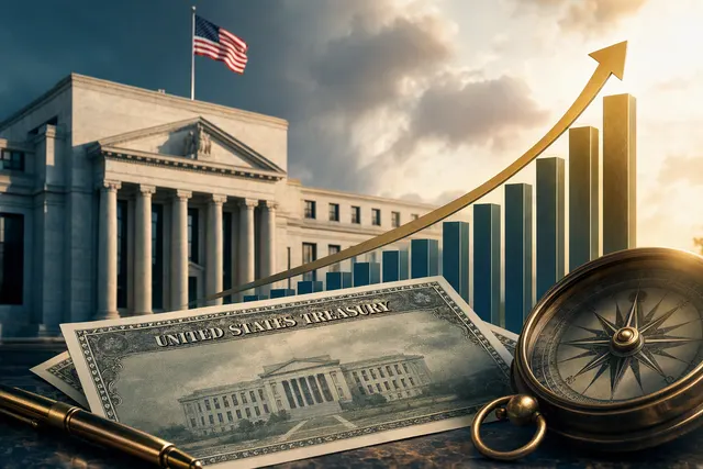 Editorial illustration representing U.S. Treasury bonds and changing interest rates