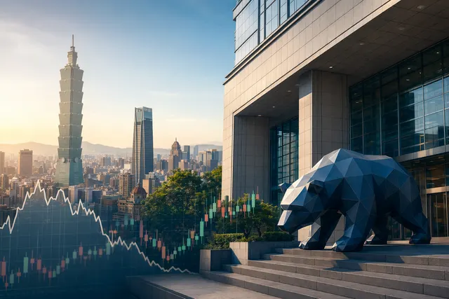 Taiwan Stock Exchange market opening concept with stock chart and Taipei skyline