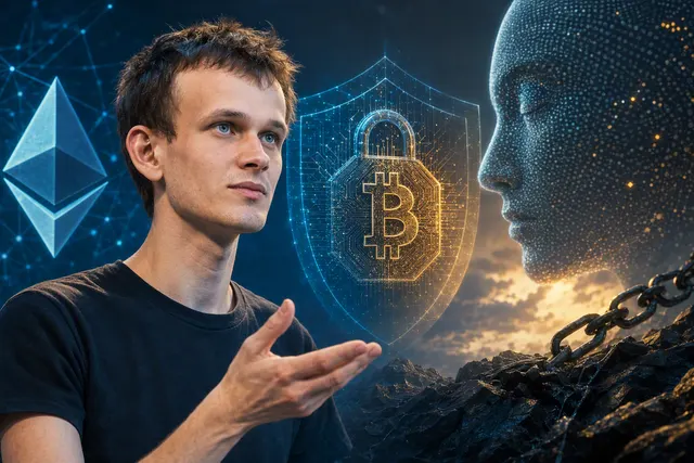 Editorial illustration of artificial intelligence and Bitcoin security