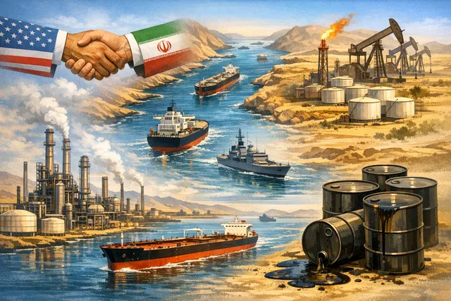 Oil tankers and crude oil storage visualized as a map of the Strait of Hormuz and the Persian Gulf, representing the reversal from scarcity to oversupply in June 2026.