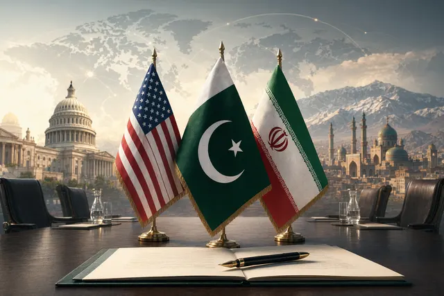 Diplomatic negotiations symbolizing US–Iran peace talks mediated by Pakistan
