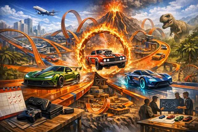 Editorial visual for Hot Wheels Infinite Rush, Milestone and Mattel’s open-world-style arcade racing game