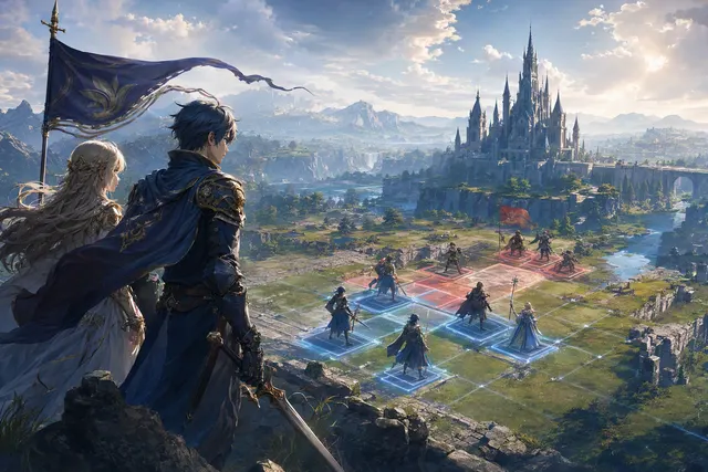 Editorial illustration for Fire Emblem: Fortune’s Weave on Nintendo Switch 2