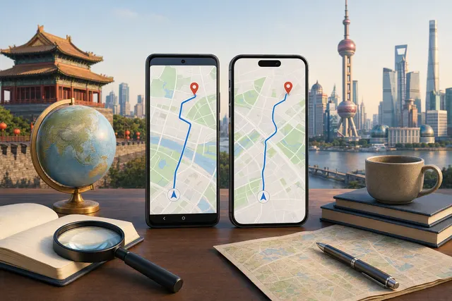 Illustrative editorial image for a guide to English-language navigation apps in mainland China