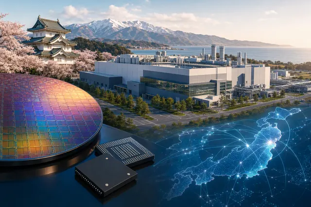 Illustration of a memory-chip fabrication facility representing SK Hynix’s potential Japan expansion
