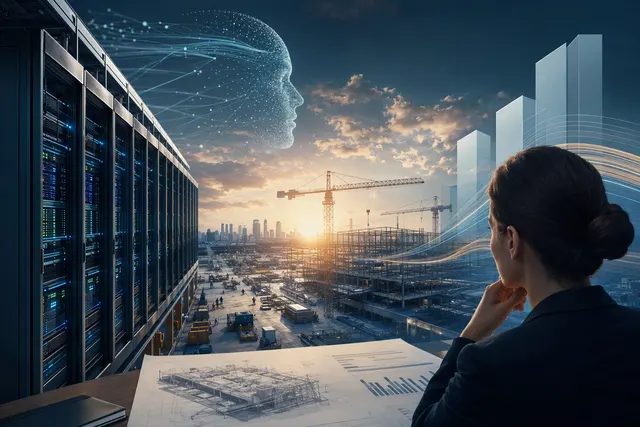 AI-generated editorial illustration accompanying an analysis of AI infrastructure spending and returns