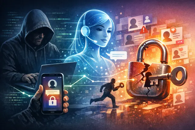 Conceptual digital artwork of a Meta AI chatbot handing over a glowing Instagram account key, symbolizing the prompt injection vulnerability that let hackers seize high-profile acc