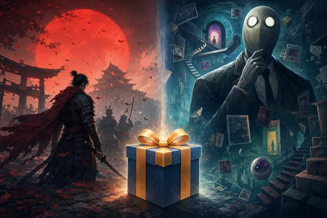 Editorial illustration representing Epic Games Store’s September 2026 free-game lineup