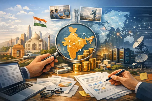 Abstract digital illustration representing Meta's $900 million investment in Indian fintech CRED and Kunal Shah's appointment as WhatsApp global head, with overlapping visual eleme