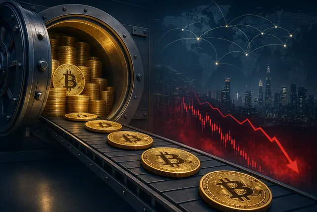 Editorial illustration of Bitcoin and Binance exchange reserve activity