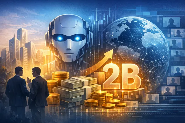 Conceptual illustration representing Kling AI's funding discussions with General Atlantic, showing financial and AI technology themes against a backdrop of the U.S. and China.