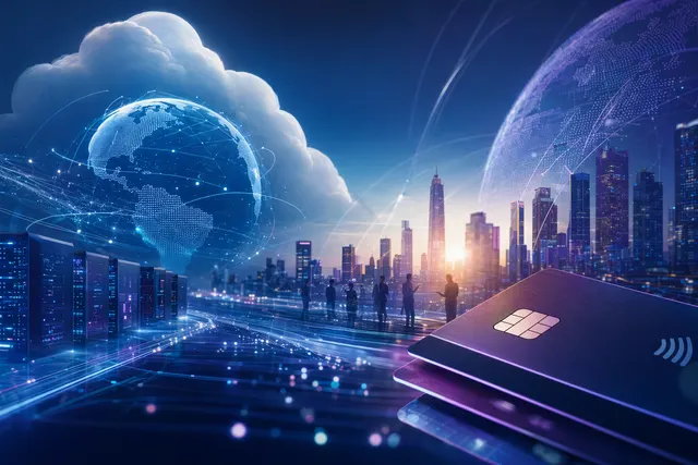 Conceptual illustration of cloud‑native payments infrastructure powering global card issuing