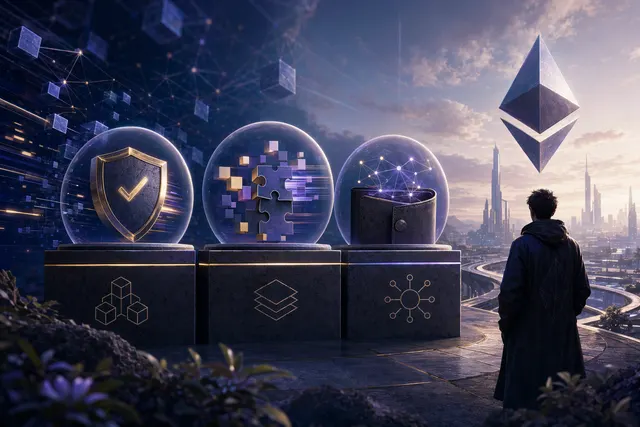 Illustration representing Ethereum privacy upgrades including account abstraction, FOCIL inclusion lists, and keyed nonce architecture