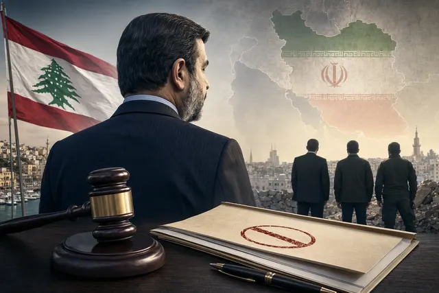 Illustration representing US sanctions against Iran’s envoy to Lebanon Mohammad Reza Sheibani over alleged Hezbollah ties