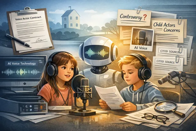 Peppa Pig character with digital AI overlay and contract terms, representing Hasbro's voice cloning controversy