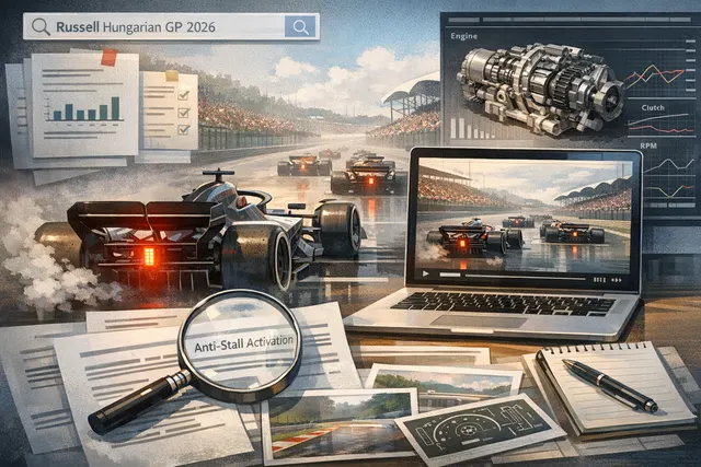 AI-generated image of a Formula 1 car on track, representing George Russell's Mercedes at the Hungarian Grand Prix.