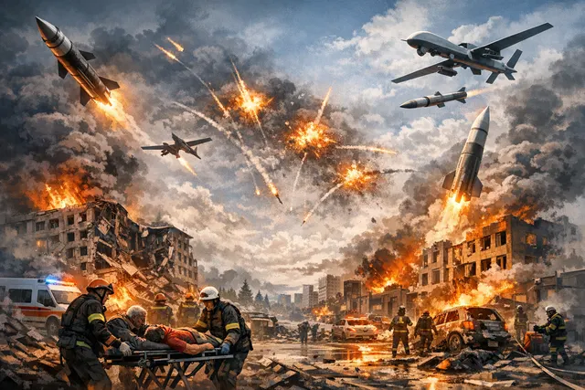 Aftermath of Russian missile strike on Kyiv in May 2025