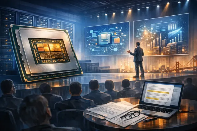 Conceptual rendering of AMD's EPYC 9006 Venice server processor on a futuristic circuit board