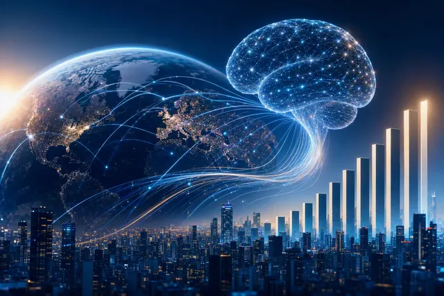 Illustration of global artificial intelligence infrastructure and data-center investment