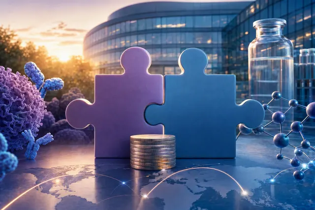 Conceptual illustration for a biotechnology investment and cancer-drug research collaboration