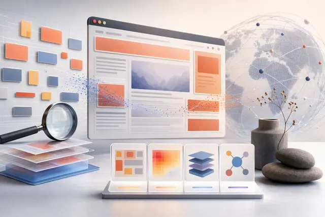 Illustration representing Chrome CrUX advertising metrics for ad density, count, network use, and CPU use