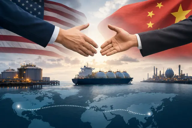 LNG carrier transporting liquefied natural gas between the United States and China