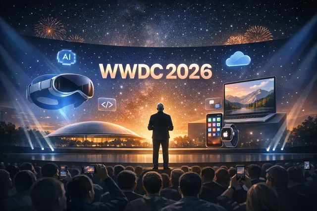 Artistic representation of the new Siri 2.0 interface and Apple's AI announcement at WWDC 2026