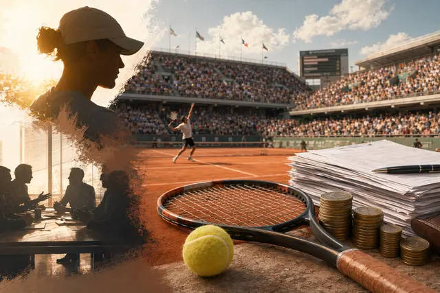 Clay court scene representing the opening of the French Open at Roland Garros