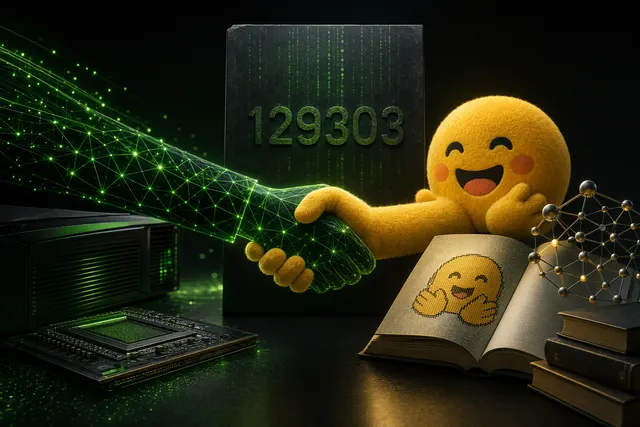 Editorial illustration of Nvidia’s proposed Hugging Face acquisition and the 129303 price reference