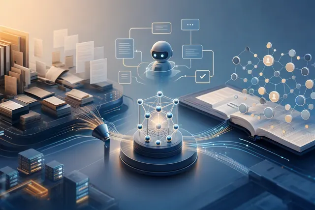 AI-generated illustration accompanying an article about WeKnora’s enterprise knowledge platform