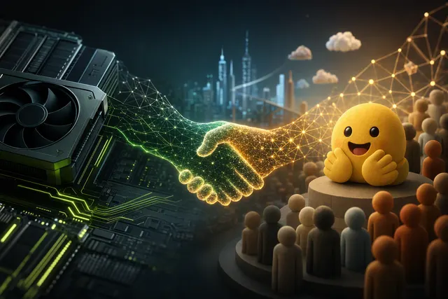 AI-generated editorial illustration accompanying Nvidia’s proposed acquisition of Hugging Face