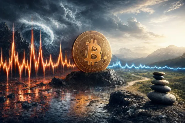 Illustration representing Bitcoin price volatility and unusually large daily moves