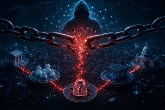 Illustration representing AI cybersecurity, account access, and network containment