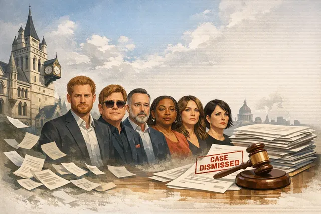 Editorial illustration representing Prince Harry’s High Court privacy case against the Daily Mail publisher