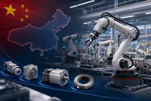 Industrial robotic arms in a modern Chinese factory, illustrating the rise of domestic industrial-robot suppliers