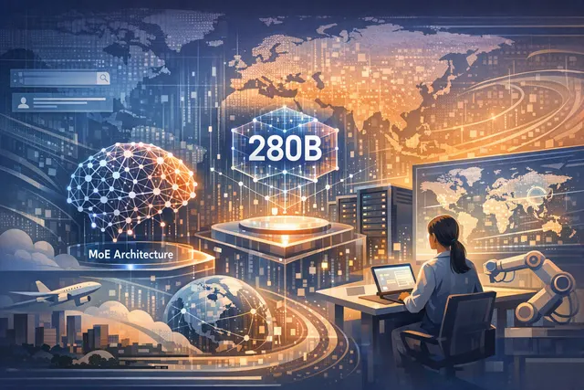 Abstract editorial illustration representing Xiaohongshu’s dots3-note preview multimodal AI model and its long-context MoE architecture