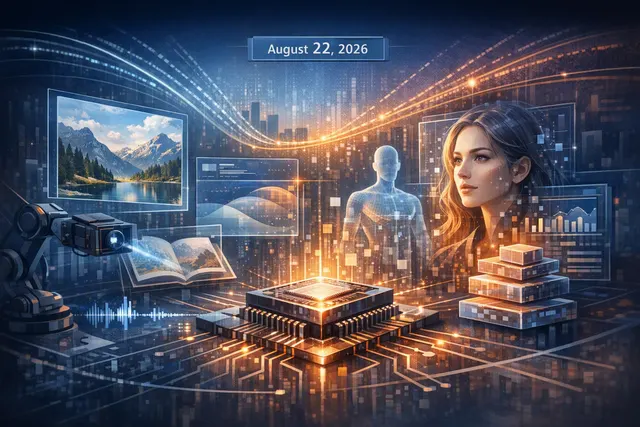 Abstract editorial illustration of DeepSeek’s multimodal AI model analyzing text and images