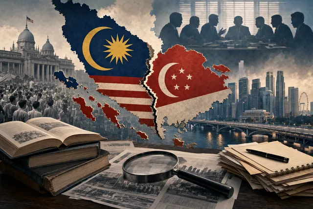 Editorial illustration for an article about Singapore’s separation from Malaysia in 1965